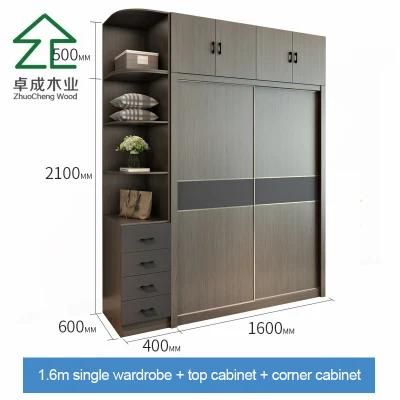 Dark Aluminum Alloy Double Door Sliding Wardrobe with Handle