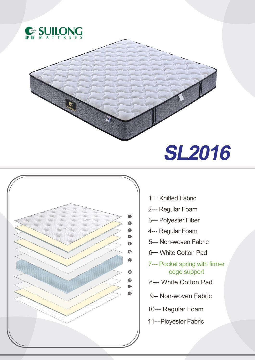 Tight Top Modern Furniture Middle Soft Foam Pocket Spring Rolled Mattress in a Box (SL2016)