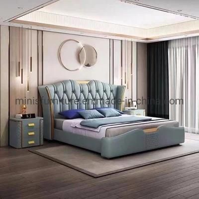 (MN-MB109) Home/Hotel Bedroom Furniture Luxury Gold Leather King/Queen Bed