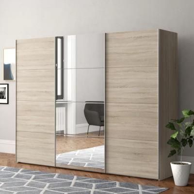 Modern Stylish Style Wooden Bedroom Sliding Mirror Door Wardrobe