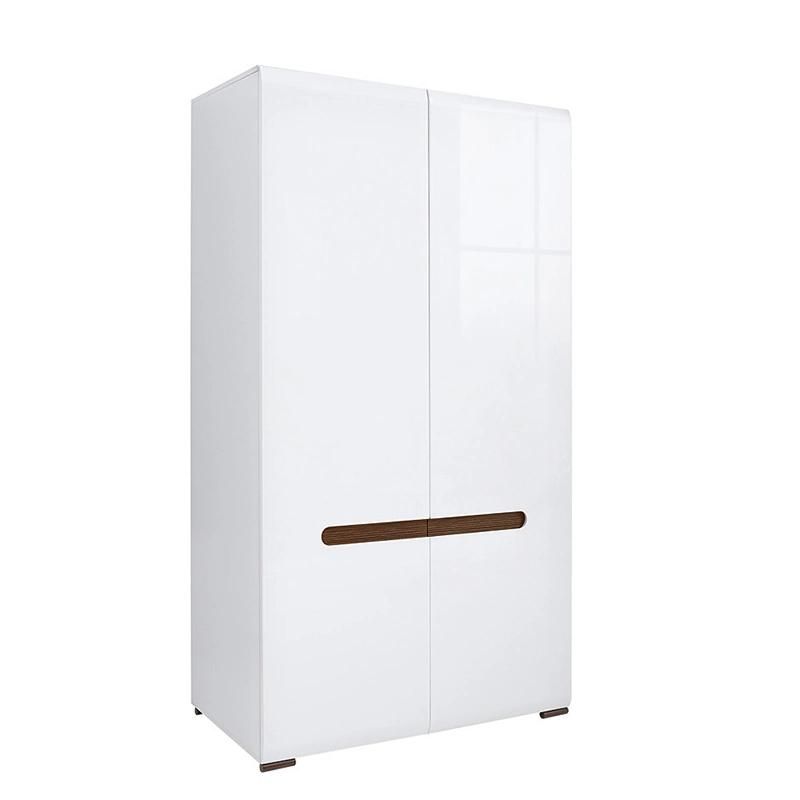 European Design White Glossy Bedroom Furniture 2 Door Wardrobe