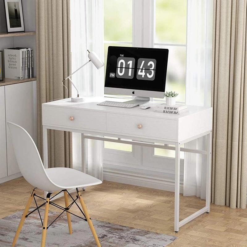 Simple White Study Bedroom Storage with Drawer Dressing Desk 0313