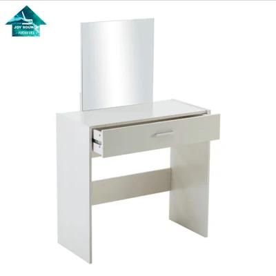 White Color Corner One Drawer Dressing Table with Stool and Mirror