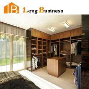 High Gloss Wood Veneer Open Closet with Island (LB-AL3046)