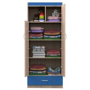 Blue New Model Bedroom Wardrobe Designs Wooden Almirah Designs Godrej Almirah with 2 Door 1 Drawer 1 Open Storage Space