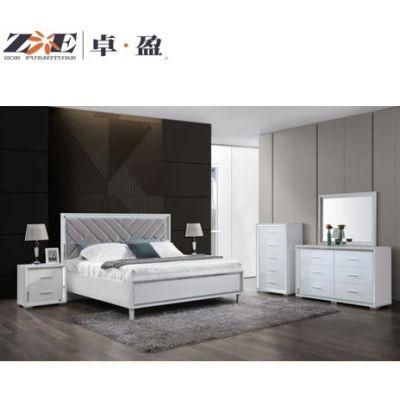 Modern MDF High Glossy Home Furniture White Color Mirrored Bedroom Set