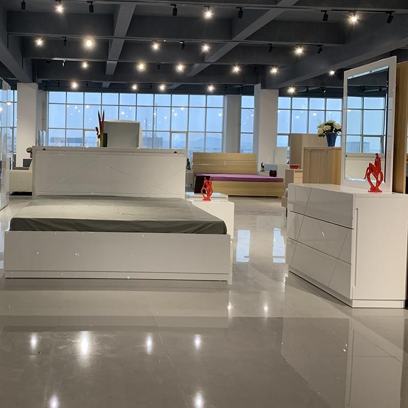 Modern Simple Design Home Furniture Set White High Gloss Bedroom Furniture