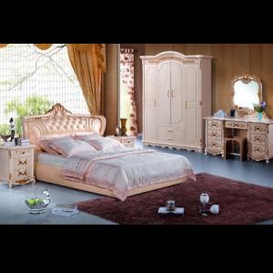 Beauty Classic Solid Wood Leather Bed (V805)