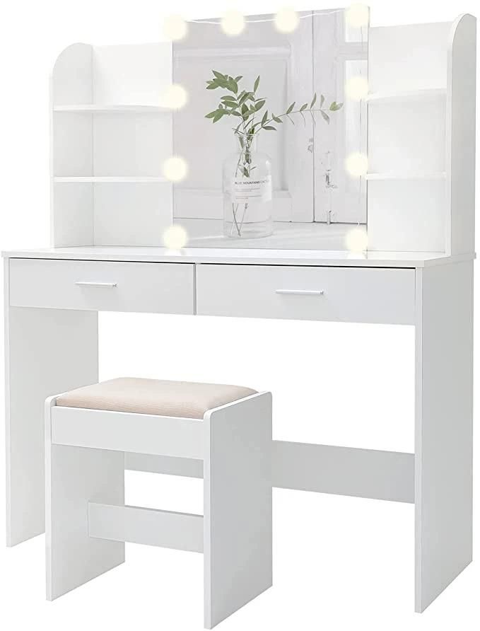 Wholesale Luxury White Wooden Makeup Vanity with Drawers