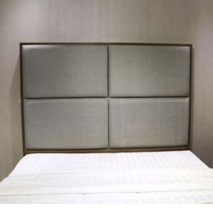 Wooden Upholstered Linen Fabric Cushion King Bed Headboard