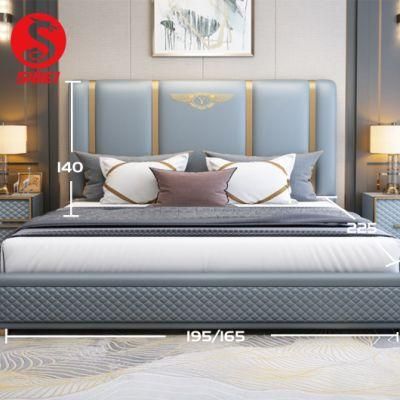 Modern Luxury Bedroom Furniture Bedroom Set Solid Wood Genuine Leather Bed