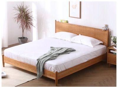 Nordic Japanese Style Solid Wood White Oak Double Bed 0001