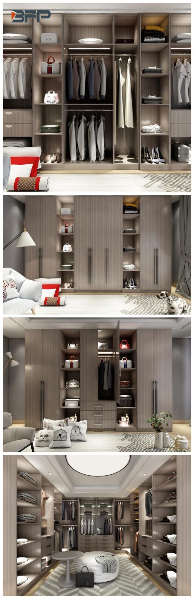 Swing Door Wardrobe Modern Walk in Closet Large Bedroom Furniture