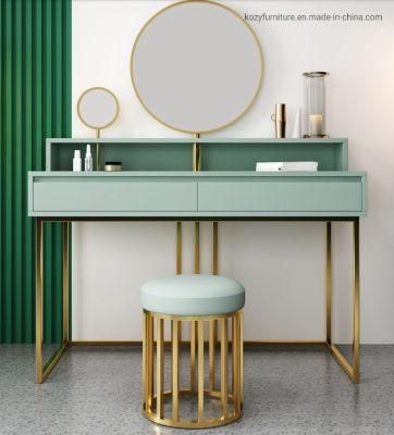 Contemporary Bedroom Dresser Table Golden Stainless Steel Leg Modern Luxury Italian Style with Stool