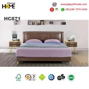 Foshan Factory Solid Wood Modern King Size Bed (HC871)