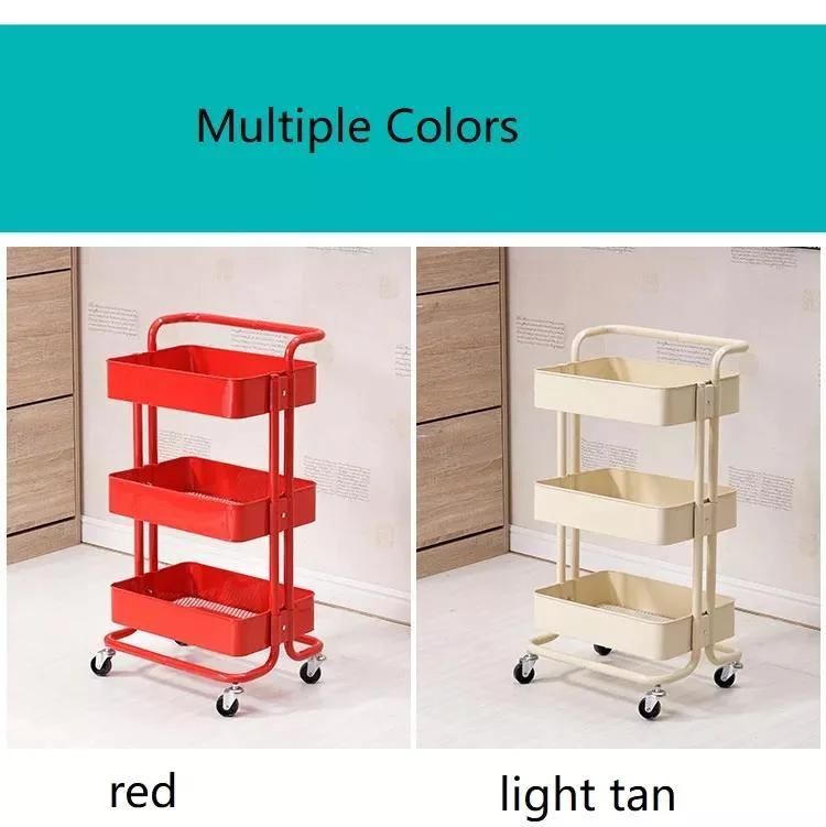 High Quality Home Kitchen Cart Metal 3-Tier Rolling Utility Cart