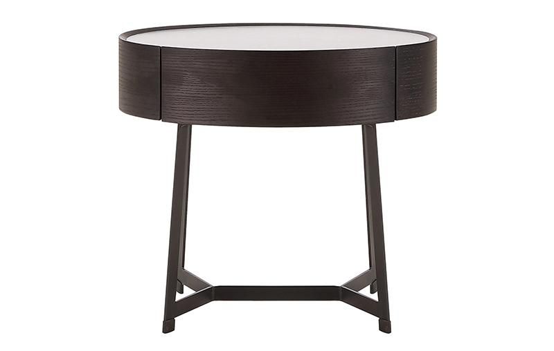 Zhida Home Furniture Bedroom Minimalism Nightstand Modern Bedside Table Villa Living Room Round Wooden Upholstered Side Table Cabinet