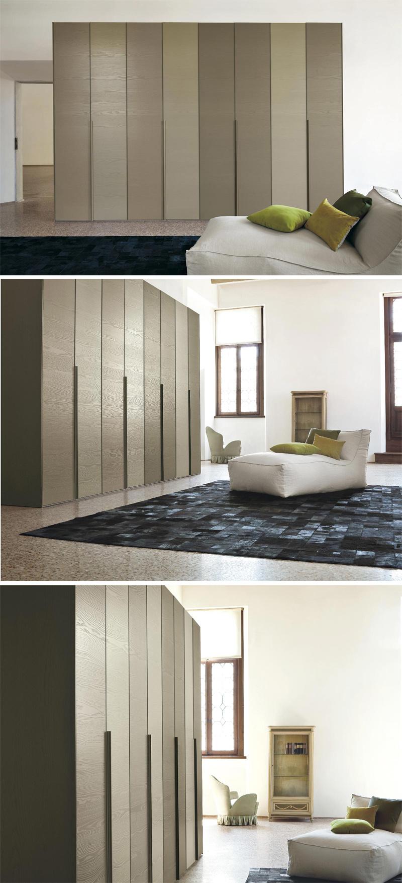 Simple Sliding Wood Grain Wardrobe Customized Cabinet Bedroom Furniture