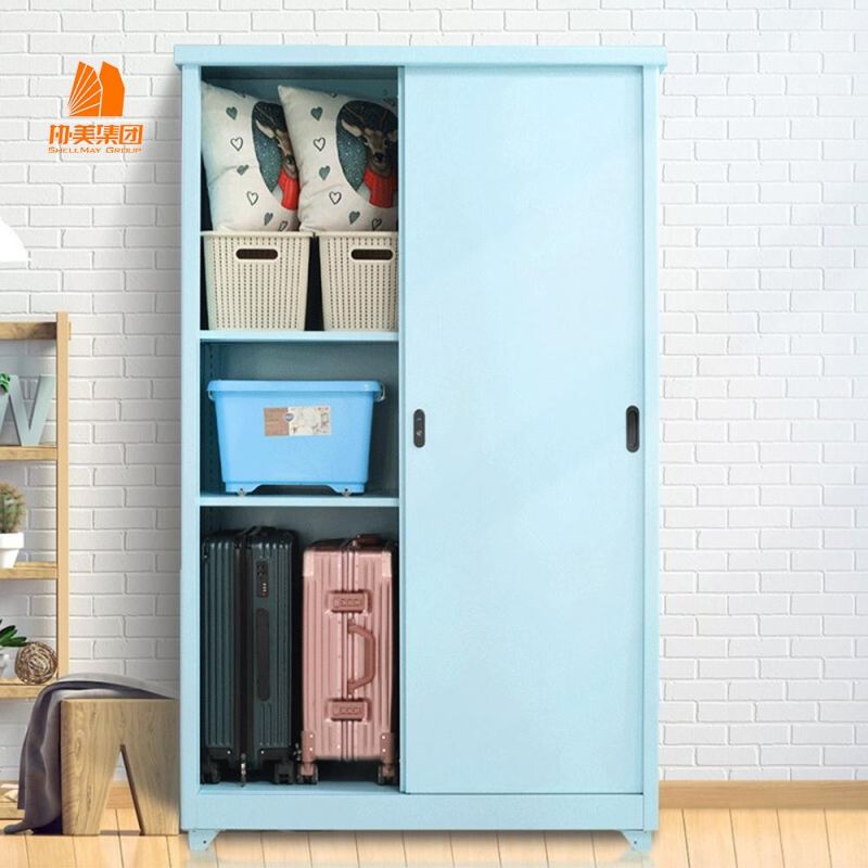 Bedroom Furniture, Knock-Down Construction Steel Sliding Door Wardrobe.