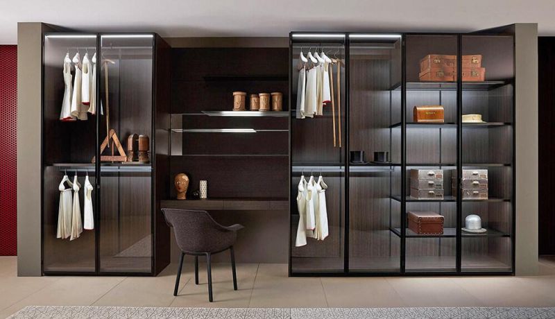 PA Wholesale Custom Made Italian Style Modern Bedroom Glass Wall Wardrobes Designs