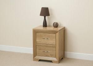Solid Oak Night Stand with 2 Drawers, Wooden Bedroom Furniture