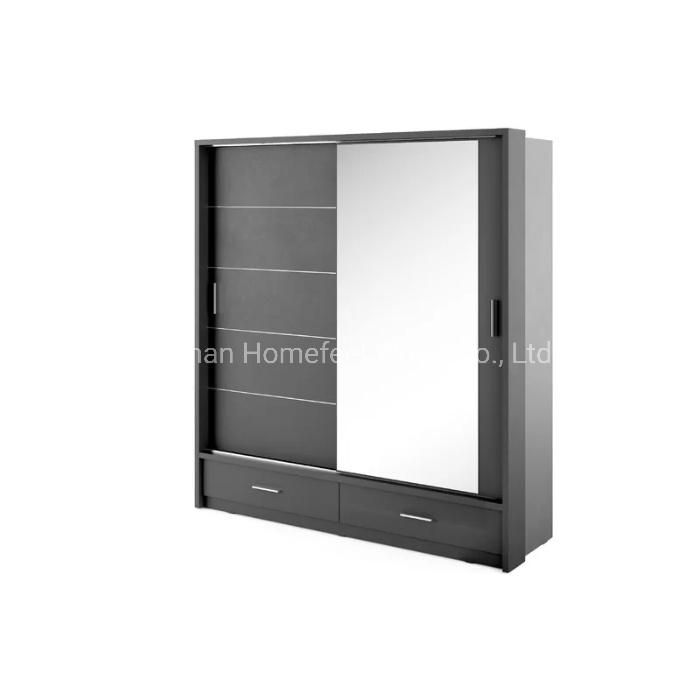 China Wholesale Wooden Sliding Mirror Doors Wardrobe Storage Cabinet Closet with LED (HF-WB14)