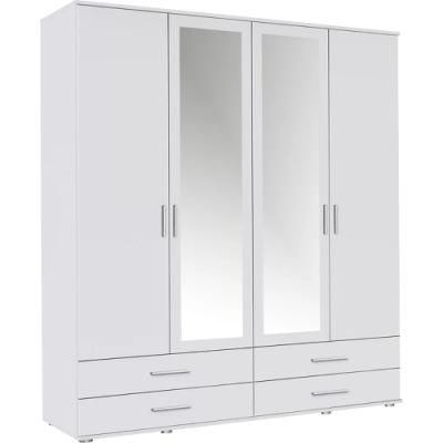 Modern Furniture Design Wooden Bedroom Hinged Door Wardrobe with Mirror