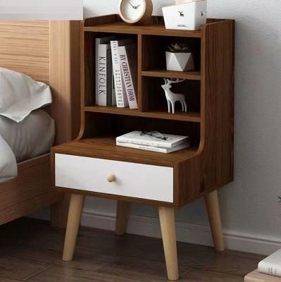 Bedside Table with Solid Wood Legs and One Drawer