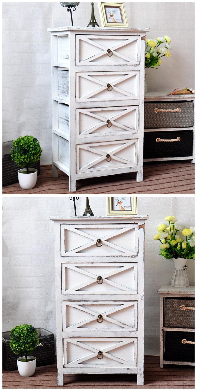 European Style Retro Wood Drawer Base Cabinet 0221