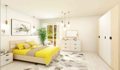 Pearl White and Wooden Color King Size Bedroom Set