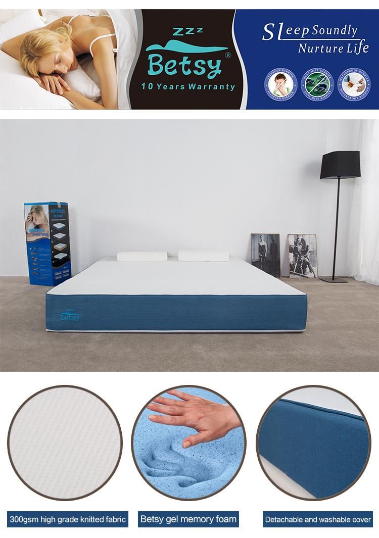 Roll up Mattress with Gel Memory Foam and Detachable Zipper Cover