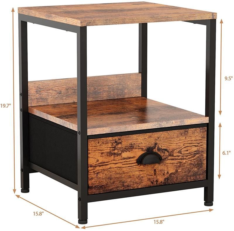 Rustic Brown Nightstand with Drawers 0491