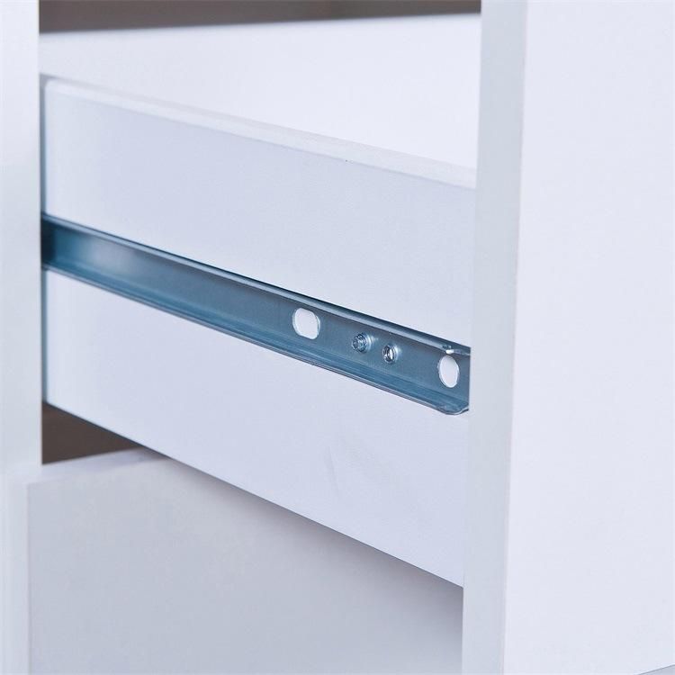 White Wooden Nightstand with Two Drawers for Bedroom