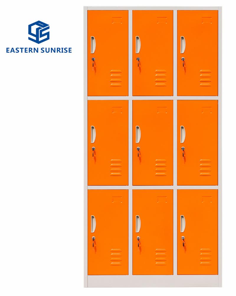 Colorful 3 Tiers Metal Storage Wardrobe with 9 Doors