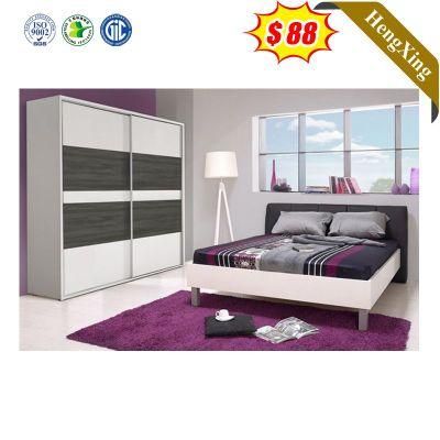 Luxury Modern Wooden MDF Hotel Bedroom Furniture Wardrobe Nightstand Double King Bed with Mattress
