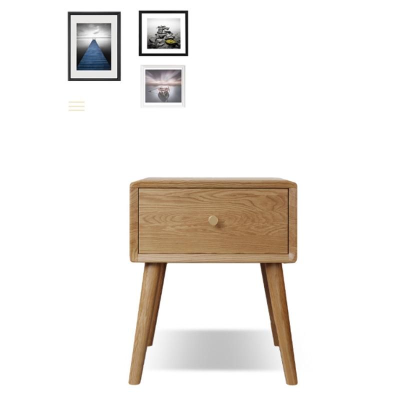 Nordic Solid Wood Bedside Cabinet Bedroom Locker Simple Storage Cabinet Japanese Style Bedside Table White Oak Furniture 0033