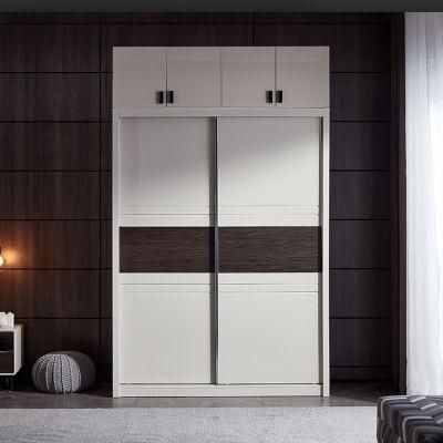 Quanu 125301 Modern 2 Slide Door Wardrobe Bedroom LED MDF Wooden Wardrobe
