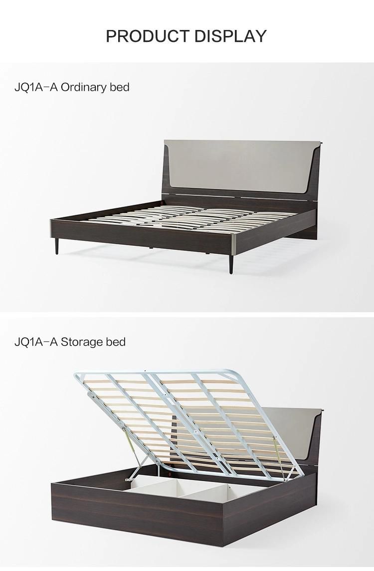 Linsy Wood King Bed Frame Bed Models with Storage Jq1a
