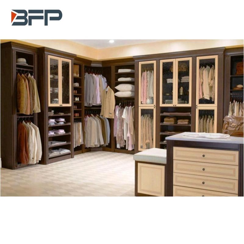 High End Classic Wardrobe with Wood Grain Melamine Finish