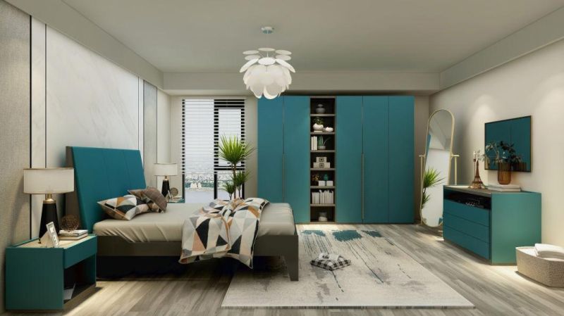 King Size Modern Luxury Blue Bedroom Sets 5 Pieces