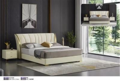 Good Selling Bedroom Furniture Upholstered King Size Leather Double Wall Bed