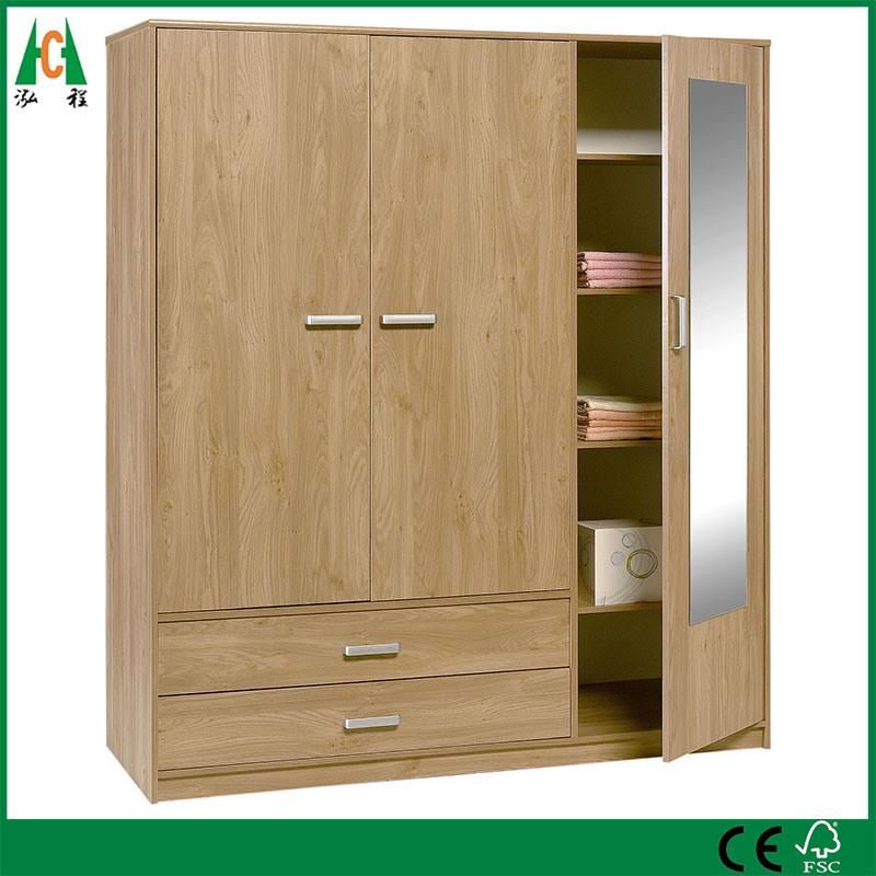 Three Drawers and Three Doors Wooden Wardrobe