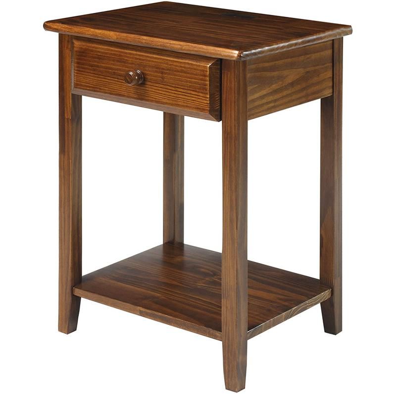 Nova Planks Furniture Rustic Natural Wooden Mini Bedside Table with USB Ports