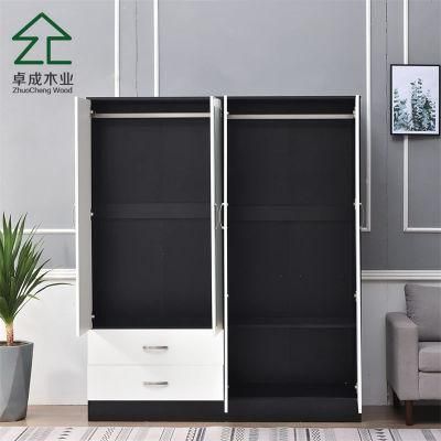 White Door Black Cabinet Carcass Wardrobe with Handle