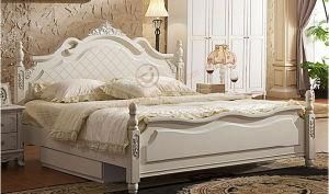 European Style Beige Bedroom Furniture Bed