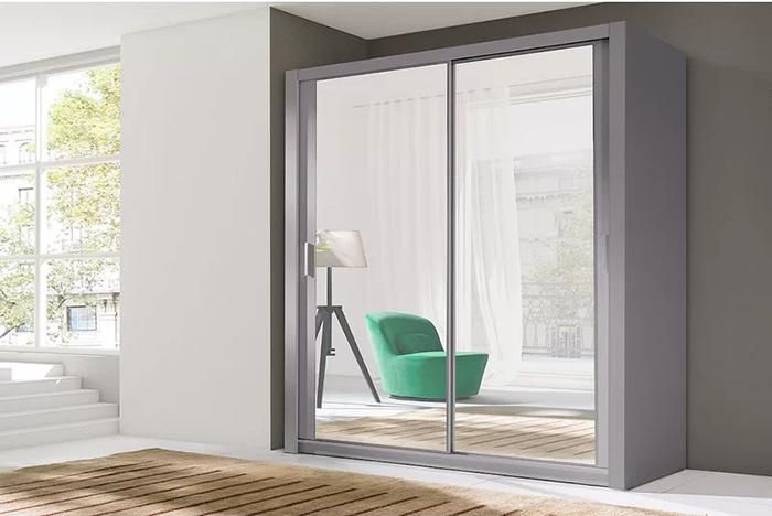 Modern Bedroom Wooden Build in Wall Wardrobe with Sliding Mirror Door (HF-WF07091)