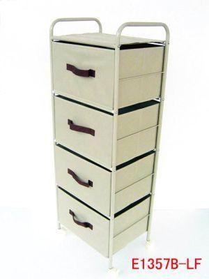 Fabric 4 Drawers Shelf with Metallic Tube Storage Cabinet