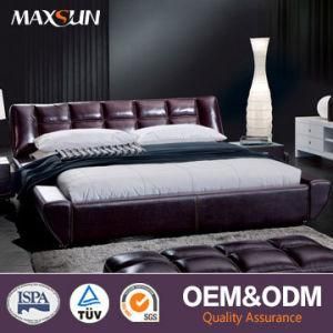 High Quality Full Cow Bedroom Leather Bed (Ast-07281)