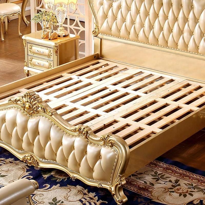 Bedroom Furniture Wood Carved Classic Bedroom Bed with Dresser in Optional Furnitures Color