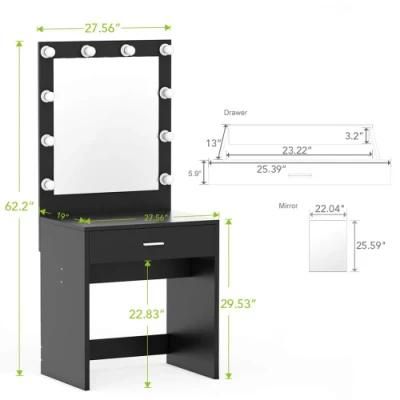 Vanity Set with Lighted Mirror, Makeup Vanity Dressing Table Dresser Desk for Bedroom